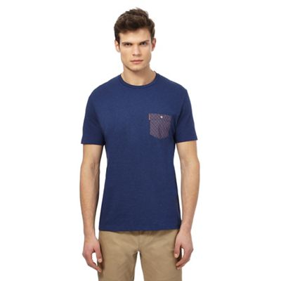 Blue checked chest pocket t-shirt